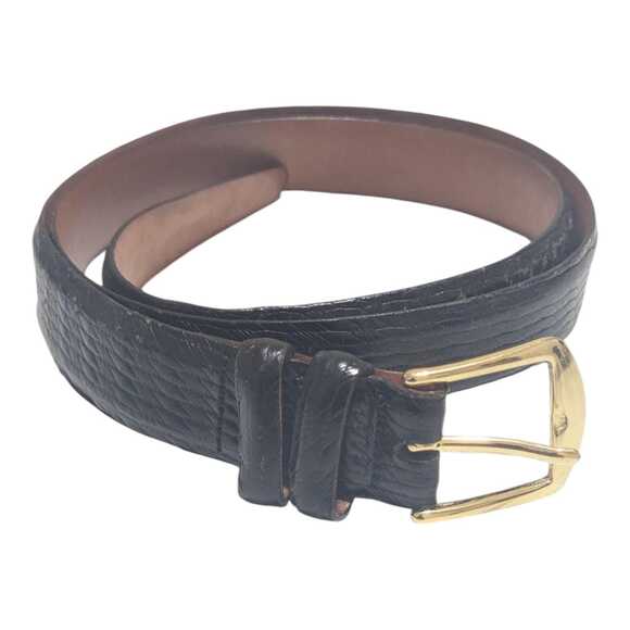 Martin Dingman Black Calfskin Leather Belt Size 42 Gold Buckle Adjustable Luxury - Picture 1 of 9